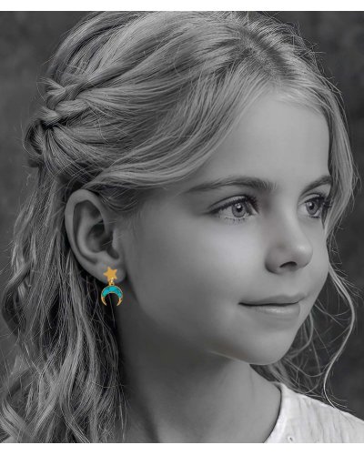Boucles oreilles clips étoile lune filles