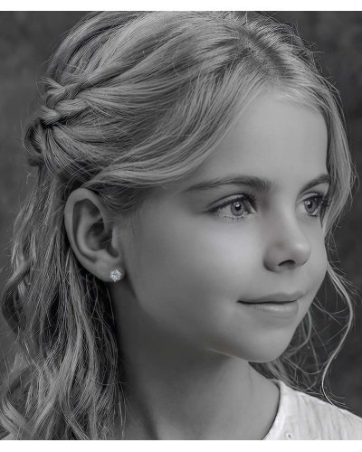 Boucles oreilles clips strass rhodié enfant