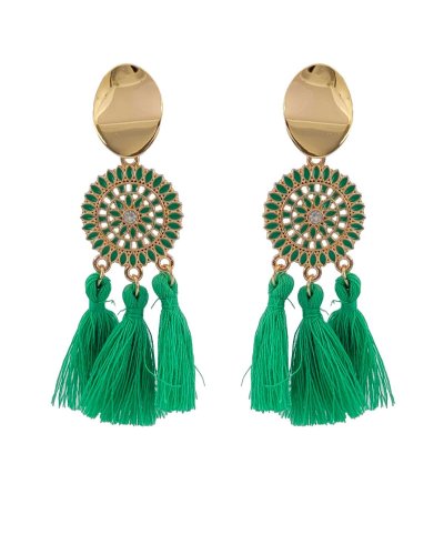 Boucles oreilles à clip pompons vert vif Confort quotidien