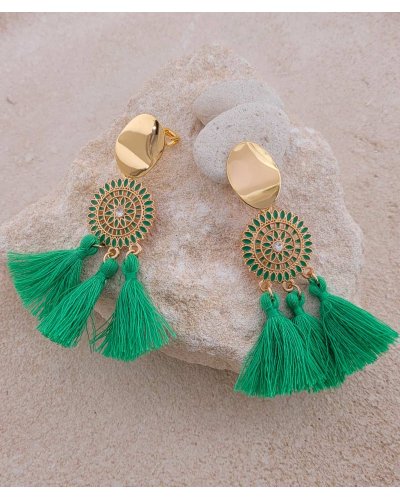 Boucles oreilles à clip pompons vert vif Confort quotidien