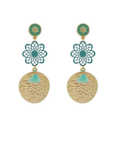 Boucles d'oreilles clip vert d'eau pendantes Ultra-confort – Création Tara Pépita