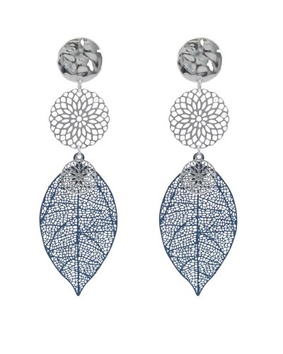 Boucles d'oreilles à clip bleu denim pendantes Ultra-confort – Création Tara Pépita