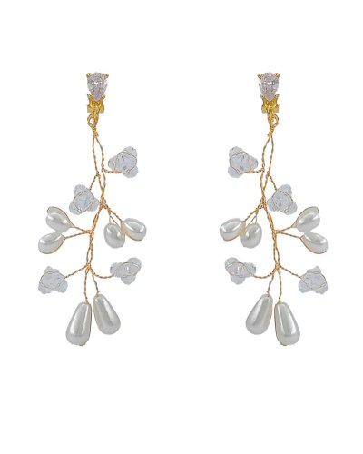 Boucles d'oreilles à clip mariage perles et cristal Ultra-confort – Création Tara Pépita