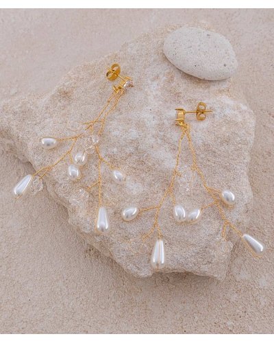 Boucles d'oreilles mariage perles et cristal
