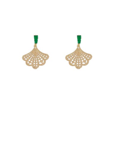 Petites boucles oreilles à clip avec un pendant éventail au confort très doux – Création Tara Pépita
