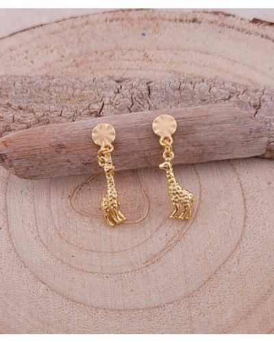 Adorables petites boucles oreilles à clips girafe dorée  pour filles - L'ultra confort par Tara Pépita