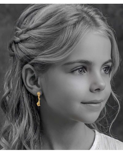Adorables petites boucles oreilles à clips girafe dorée  pour filles - L'ultra confort par Tara Pépita