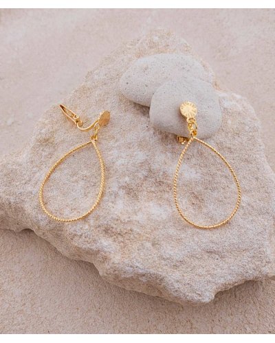 Petites boucles d'oreilles clips torsadée dorée Ultra-confort – Création Tara Pépita