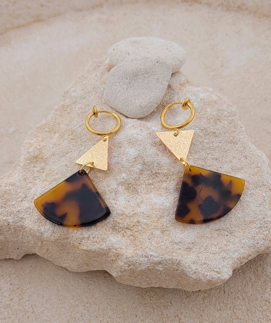 Boucles oreilles à clips asymétriques façon écailles Confort quotidien – Création Tara Pépita