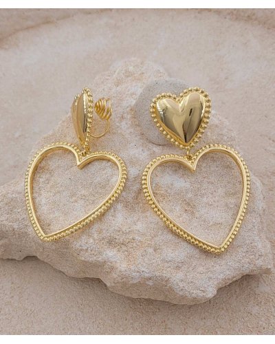 Boucles d'oreilles à clip coeurs dorés Ultra-confort pour lui dire je t'aime