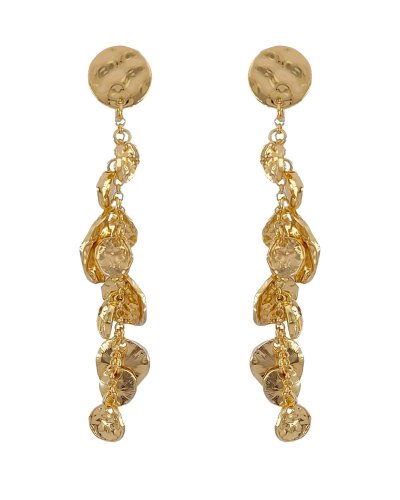 Longues boucles d'oreilles clips martelées dorées (non percées)