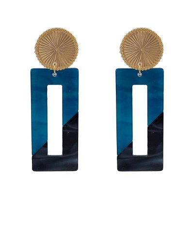 Boucles d'oreilles à clip géométriques bleu canard et noir Ultra-confort – Création Tara Pépita