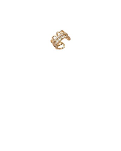 Ear cuff bague d'oreille dorée et zircon. Se pose très facilement sur le côté de l'oreille - Effet percing sans perçage.