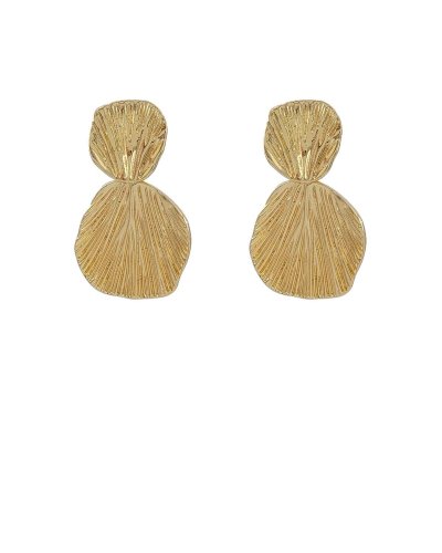 Boucles d'oreilles à clip dorées géométriques, entre fleur et coquillage - L'ultra confort par Tara Pépita