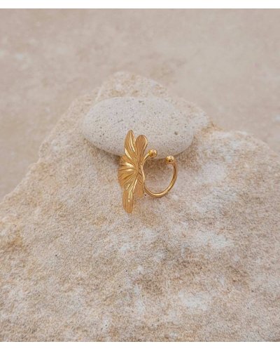 Ear cuff fleur dorée. Il se pose sur le côté de l'oreille pour un éclat immédiat - Effet percing sans perçage