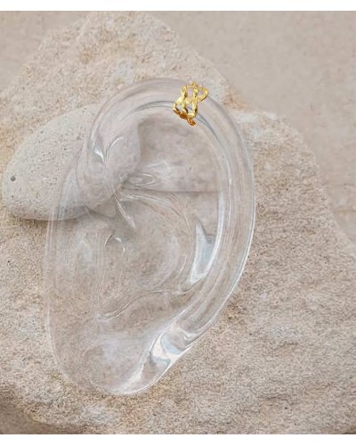 Mini Ear cuff non percé doré tressé à porter sur le haut de l'oreille