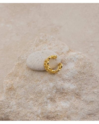 Ear cuff bague d'oreille dorée et zircon. Se pose très facilement sur le côté de l'oreille - Effet percing sans perçage.