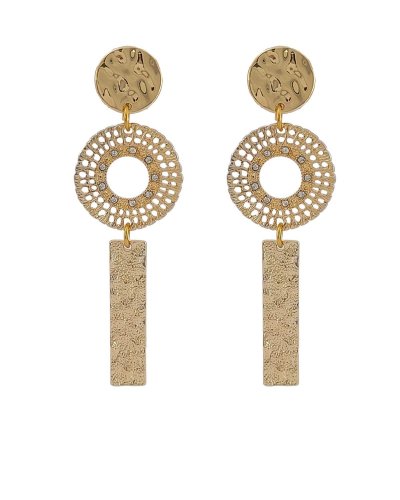 Longues boucles d'oreilles à clips dorées martelées, tendance et lumineuses - Création Tara Pépita
