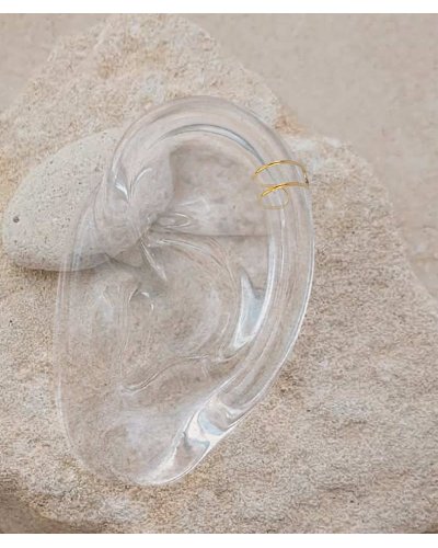 Ear cuff non percé en acier doré, idéal pour l'été, il se porte sur le cartilage de l'oreille - Sans perçage