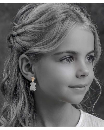 Boucles oreilles à clip nounours transparent pour les filles sans perçage - Pépita by Tara Pépita