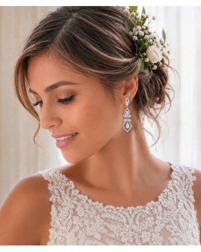Boucles oreilles strass mariée