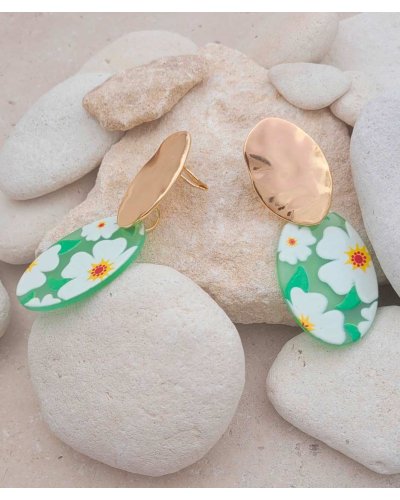 Boucles oreilles clips fleurs 4 couleurs (non percées)