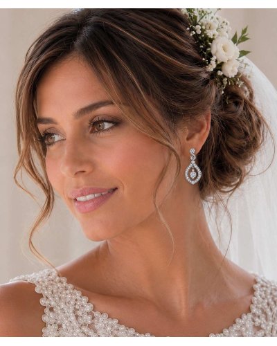 Boucles d'oreilles strass sur clous mariage