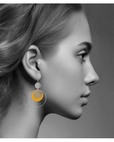 Boucles d'oreilles clips jaune rhodiées