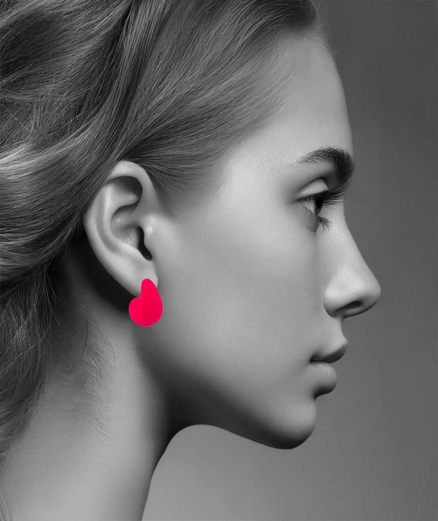Créoles gouttes non percées choix de 5 couleurs - Vue porté de profil sur mannequin
