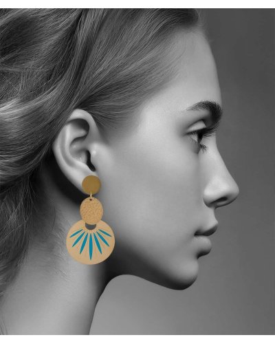 Boucles d'oreilles clip acier bleu