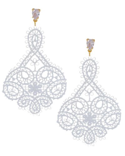 Boucles d'oreilles à clip en dentelle blanche mariage - Création Tara pépita