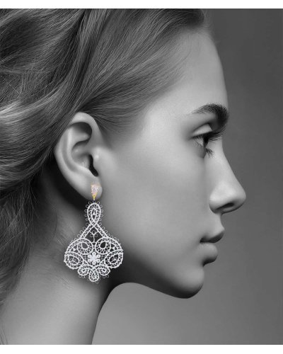 Boucles d'oreilles dentelle blanche