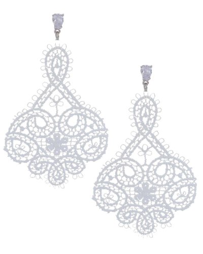 Boucles d'oreilles dentelle blanche rhodiées
