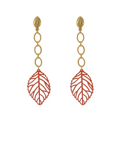 Boucles d'oreilles feuille orange