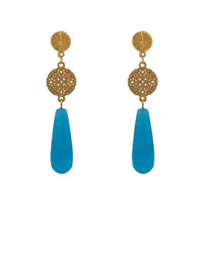 Boucles oreilles Jade bleu