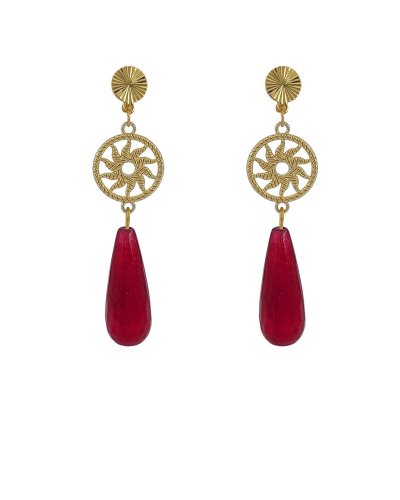 Boucles oreille en Jade framboise