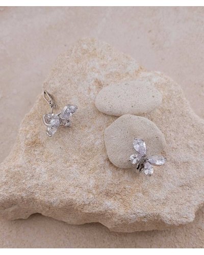 Boucles d'oreilles à clip en zirconium papillon - Collection Clips précieux