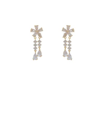 Boucles d'oreilles à clip en zirconium fleur - Collection Clips précieux