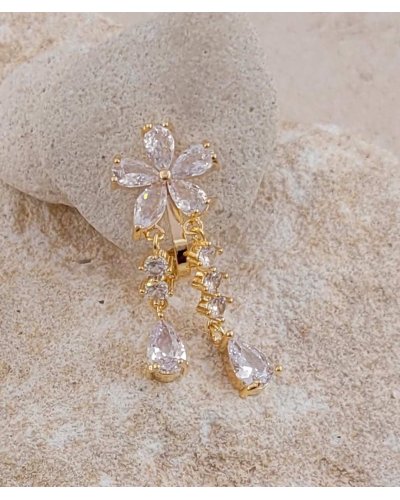 Boucles d'oreilles à clip en zirconium fleur - Collection Clips précieux