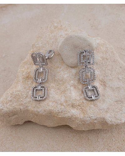 Boucles d'oreilles à clip en zirconium art déco - Collection Clips précieux
