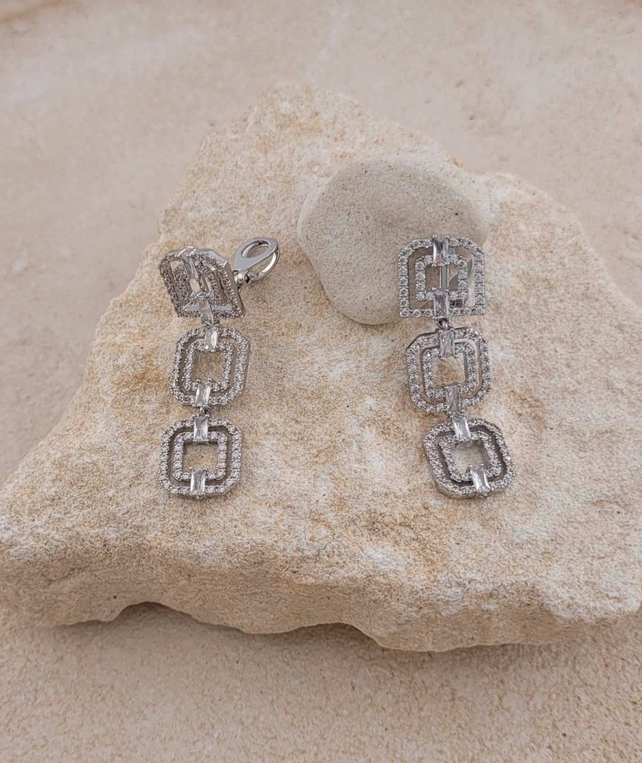 Boucles d'oreilles à clip en zirconium art déco - Collection Clips précieux
