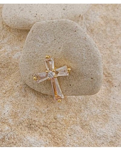 Puces à clip zirconium croix - Collection Clips précieux