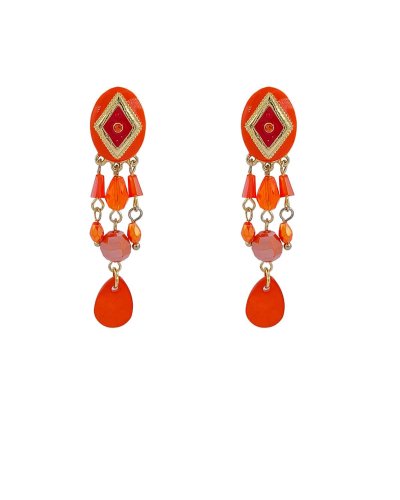 Boucles d'oreilles à clip pendantes orange  - L'ultra-confort par Tara Pépita