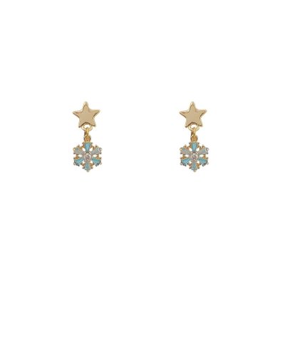 Boucles oreilles à clip pendantes flocon bleu en strass pour les filles - Pépita by Tara Pépita