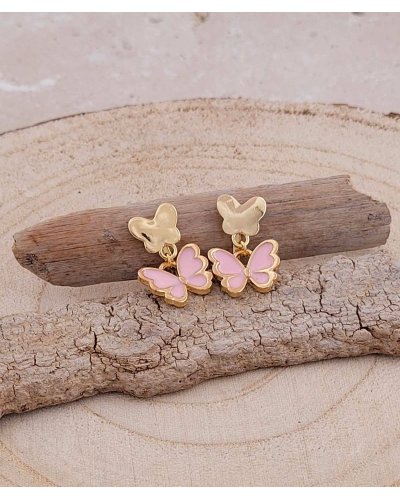 Boucles oreilles à clip papillon rose filles - Pépita by Tara Pépita