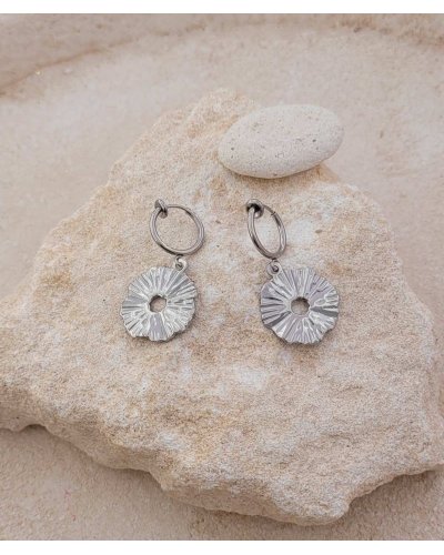 Boucles d'oreilles à clip acier rondelle ondulée