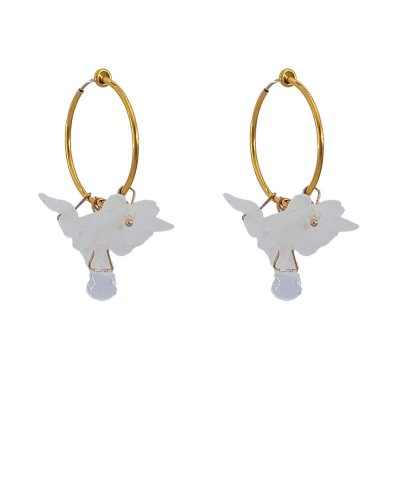 Créoles à clip acier doré 3 cm fleur - L'ultra-confort par Tara Pépita
