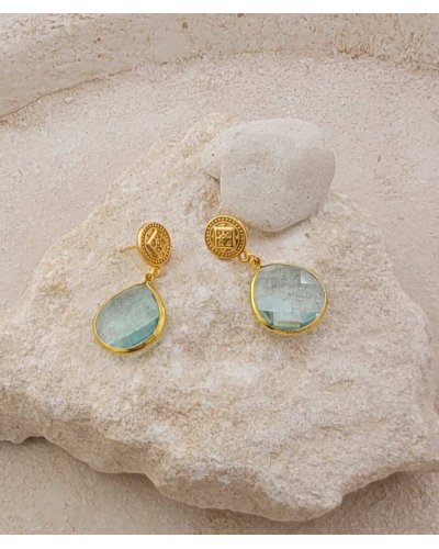 Boucles d'oreilles goutte cristal bleu clair