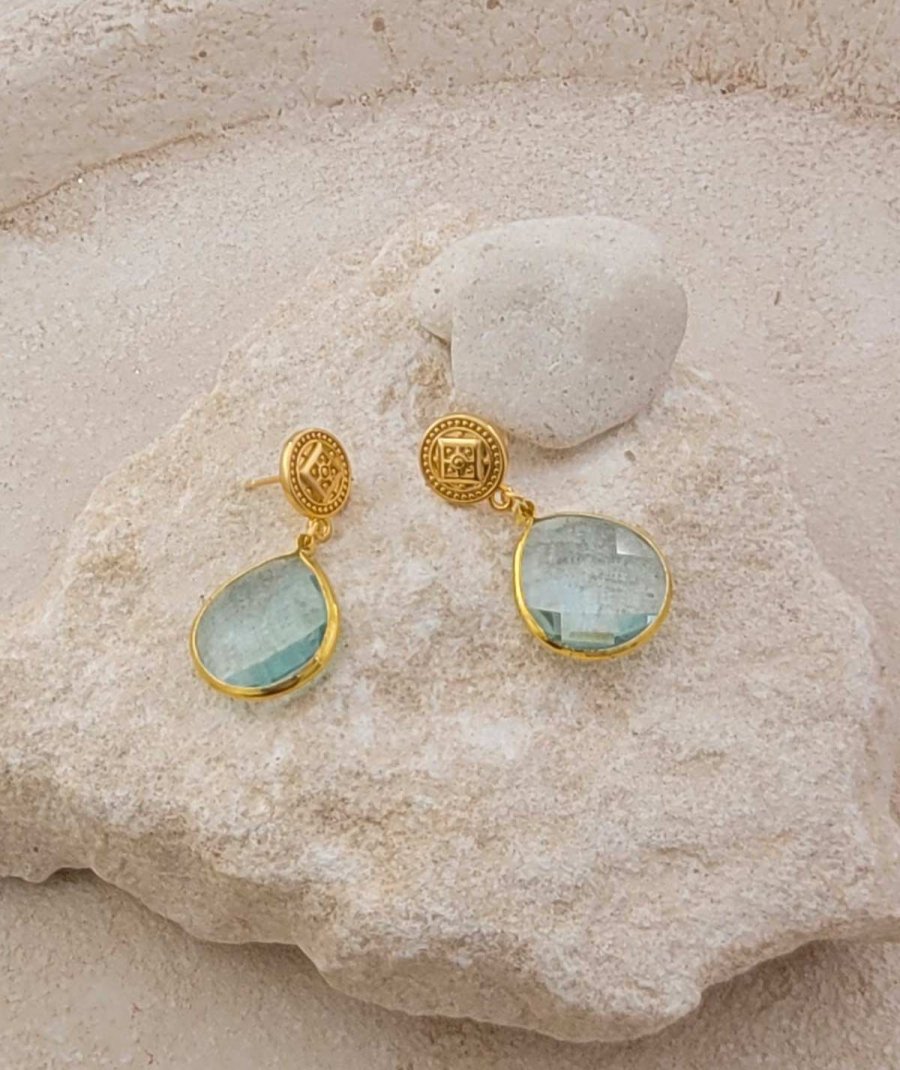 Boucles d'oreilles goutte cristal bleu clair